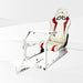 This is Alpine White GTR Sim GTA Model Racing Simulator Frame with Speciale White-Red seat.