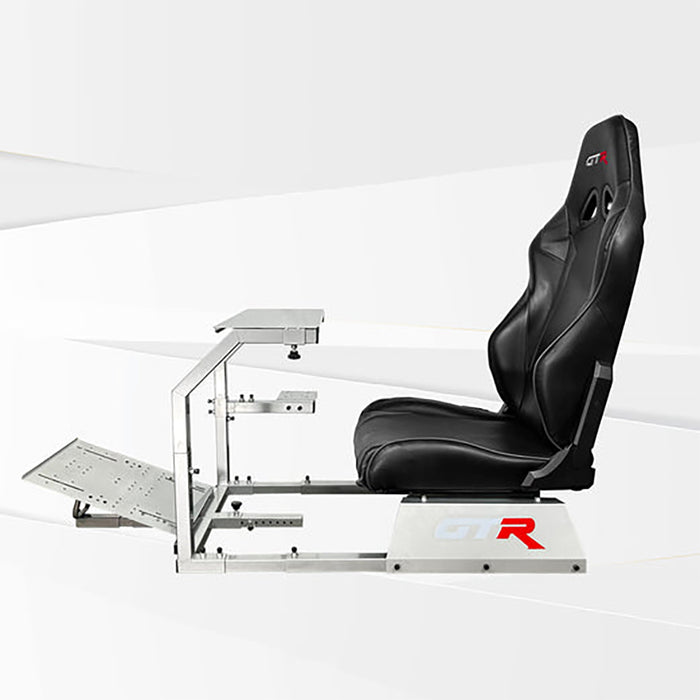 This is Diamond Silver GTR Sim GTA Model Racing Simulator Frame with Speciale Black seat.