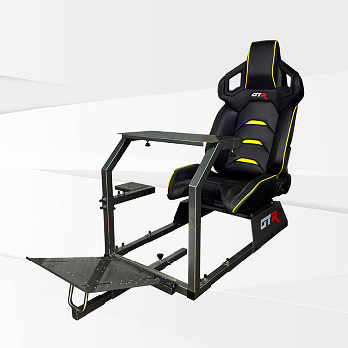 This is Majestic Black GTR Sim GTA Model Racing Simulator Frame with Pista Black-Yellow seat.