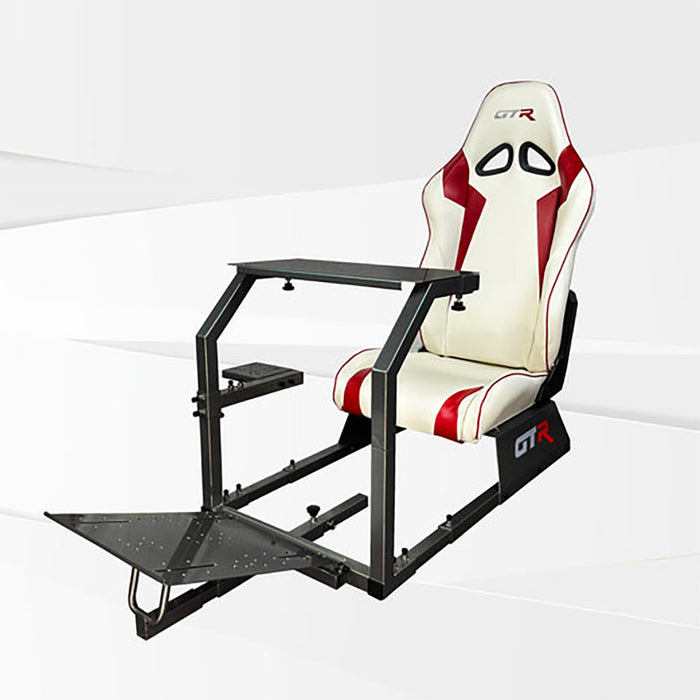 This is Majestic Black GTR Sim GTA Model Racing Simulator Frame with Speciale White-Red seat.