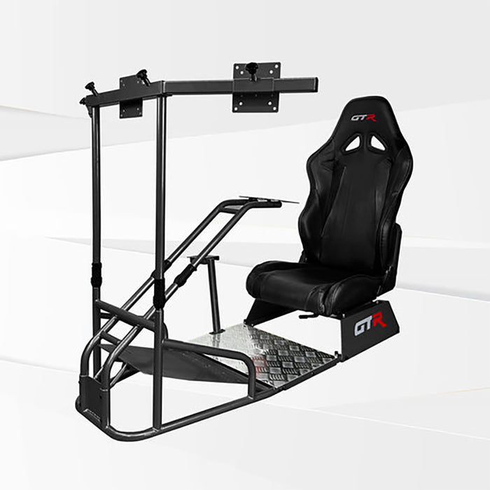This is Majestic Black GTR Sim GTSF Model Racing Simulator Frame with Speciale Black seat.