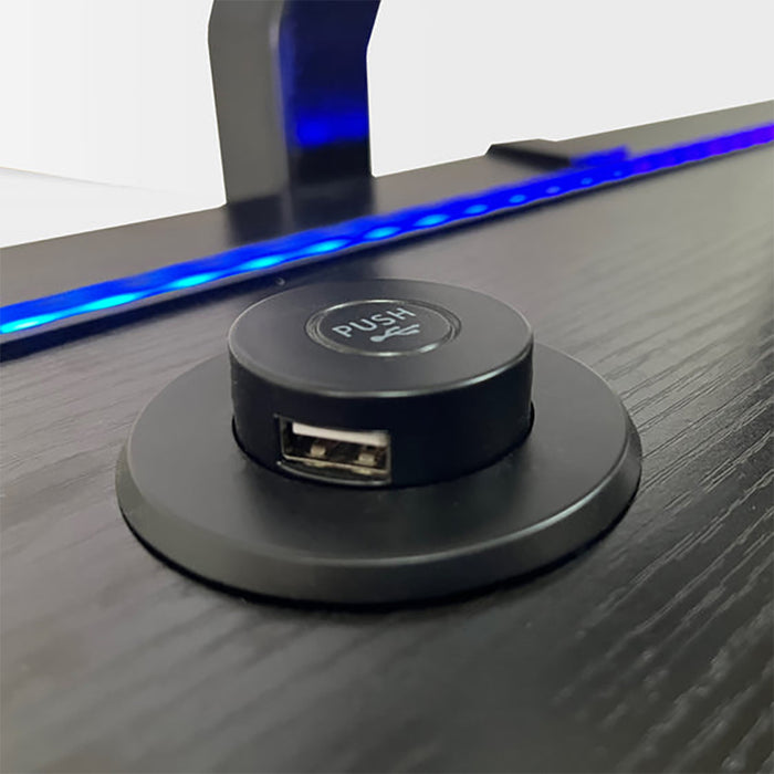 This is a closeup view of the built-in GTR Simulator Pro Gaming Table usb port.