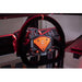 This is the Trak Racer TR80 Full Racing Simulator Setup - SPEC 2 closeup shot of the steering wheel attached.