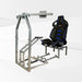 This is the full view of the silver GTR Simulator CRJ Model Flight Simulator with the Pista Black-Blue seat attached.