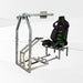 This is the full view of the silver GTR Simulator CRJ Model Flight Simulator with the Pista Black-Green seat attached.