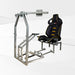 This is the full view of the silver GTR Simulator CRJ Model Flight Simulator with the Pista Black-Yellow seat attached.