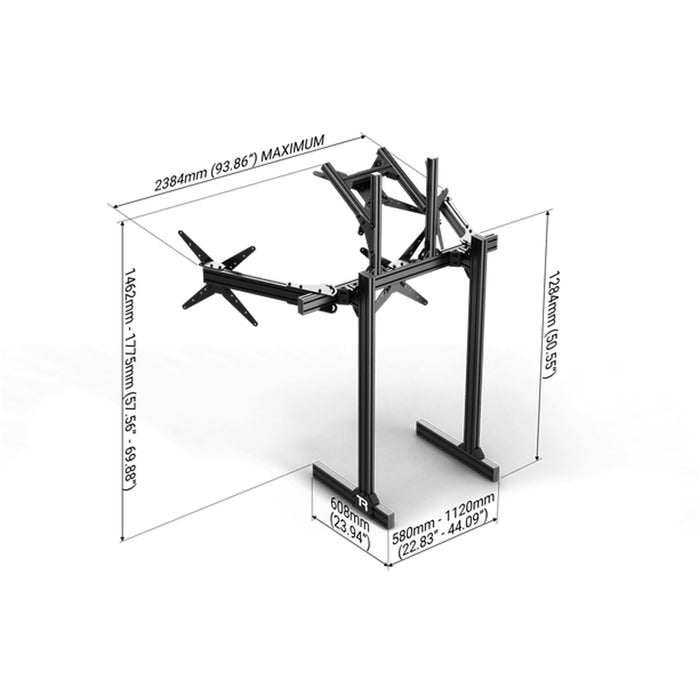 TrakRacer Large Freestanding Quad Monitor Stand Dimensions