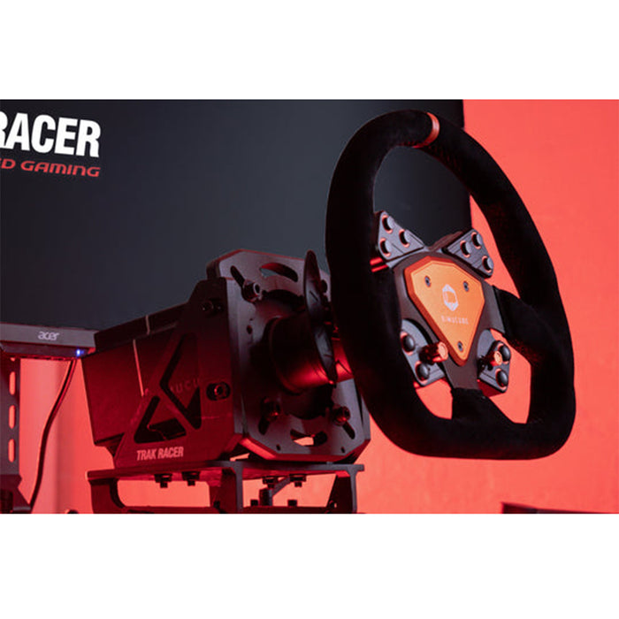 Trak Racer TR8 Pro Full Racing Simulator Setup - SPEC 1 Steering Wheel close-up view