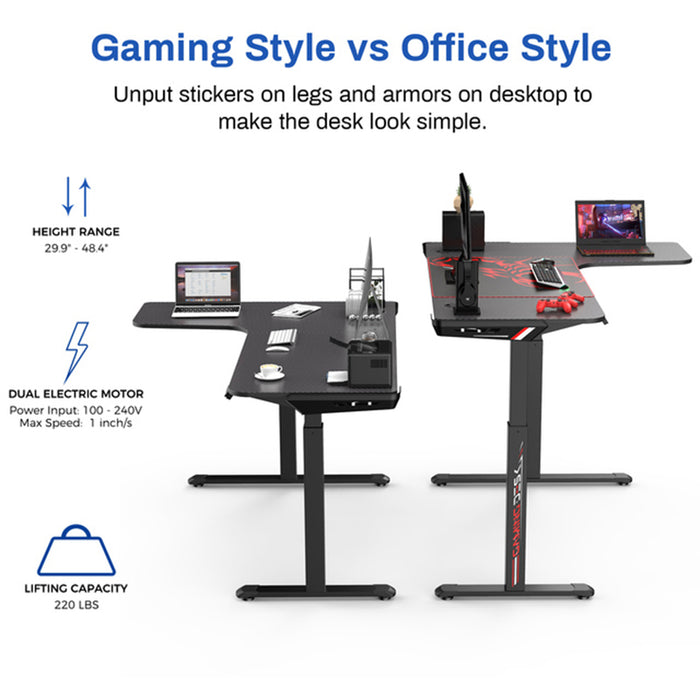 L-Shaped Electric Standing Desk features.