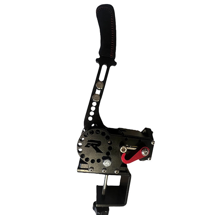 GTR Gaming USB Handbrake with metallic black coating and a red lock.