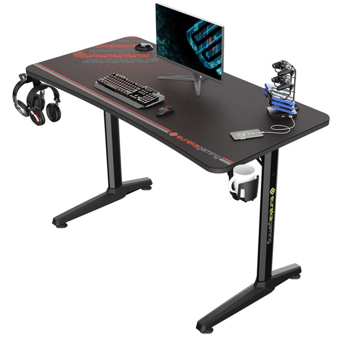 Black GIP 47" Gaming Desk with peripherals.