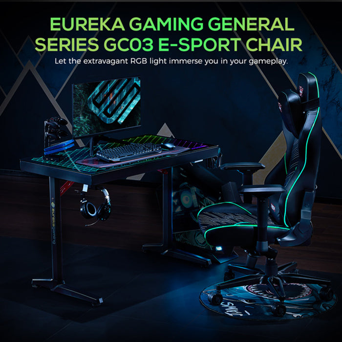 GC-03 RGB Gaming Chair in a professional gamer's room setting.