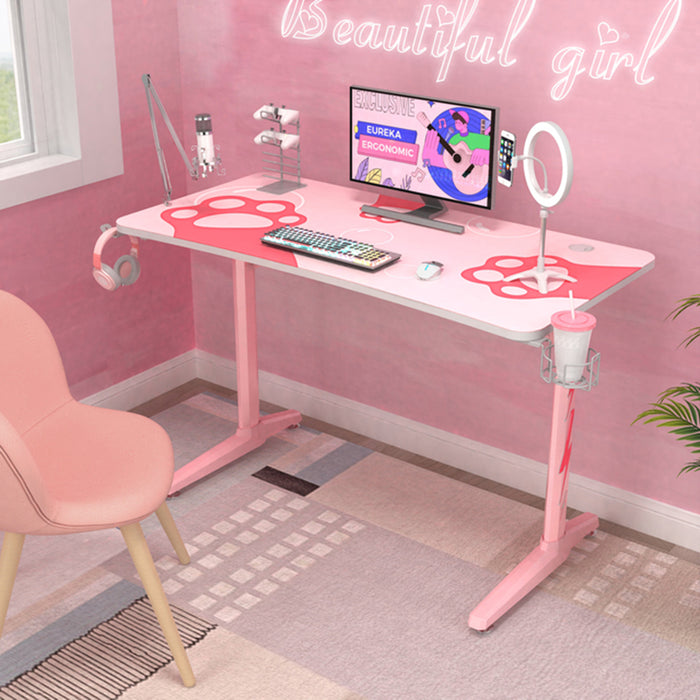 Pink GIP Gaming 47” Desk in a pink-motif realistic setting.