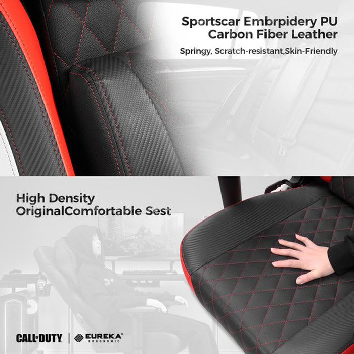 Red Warzone Gaming Chair HQ PU carbon fiber leather.