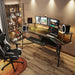 Live Streaming Studio Desk in a realistic setting with complete peripherals around and on top of the desk.