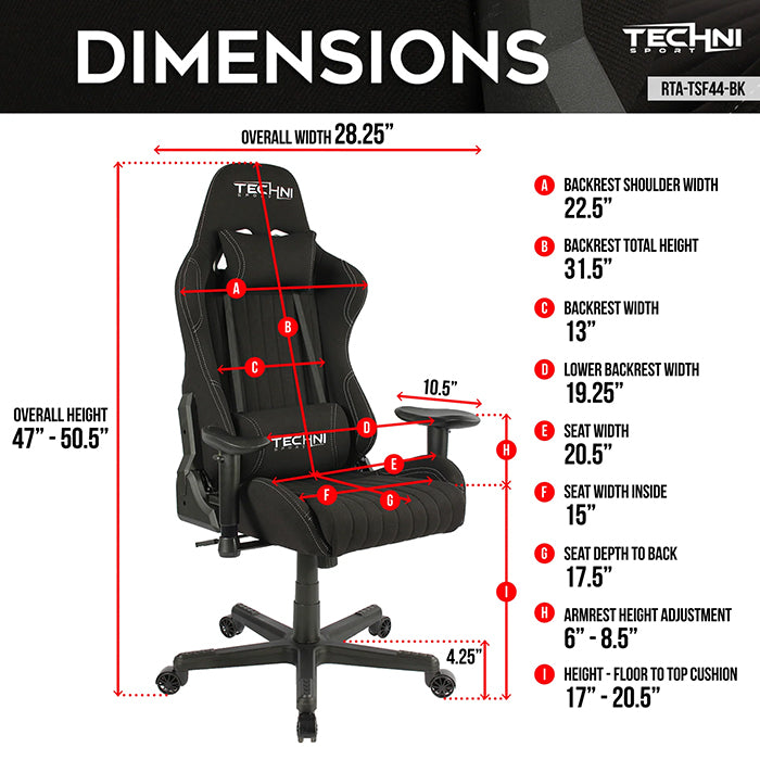 Techni Sport TSF44 Black Echo Series Gaming Chair