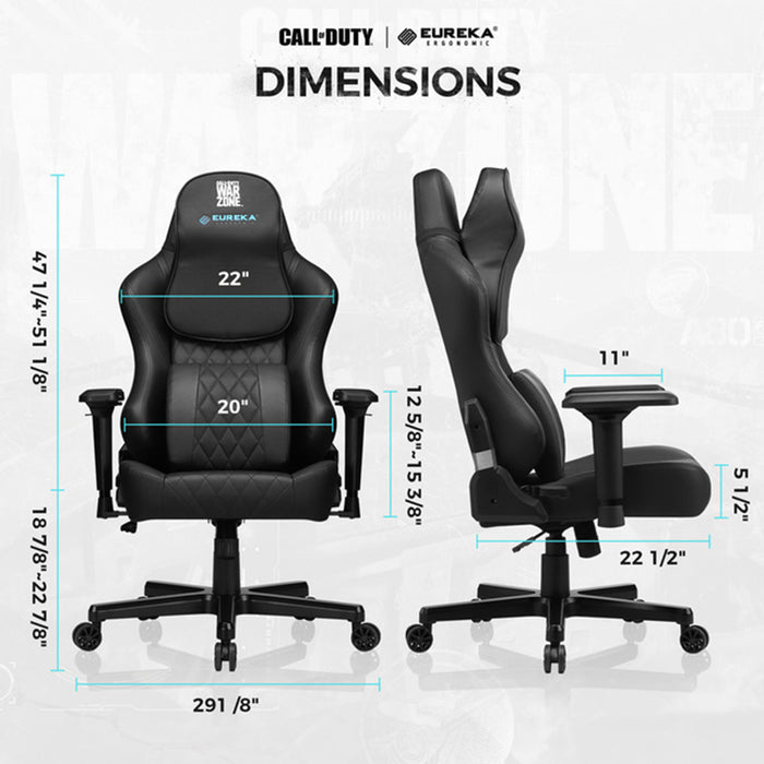 Black Warzone Gaming Chair dimensions.