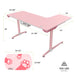 Left-sided Pink L-Shape Desk dimensions