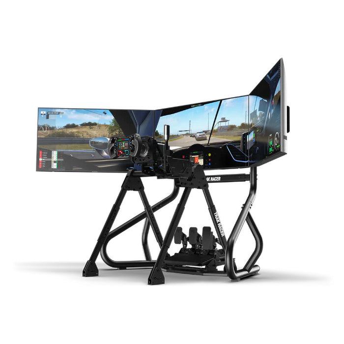 Track Racer FS3 Steering Wheel Stand with triple monitor stand in front
