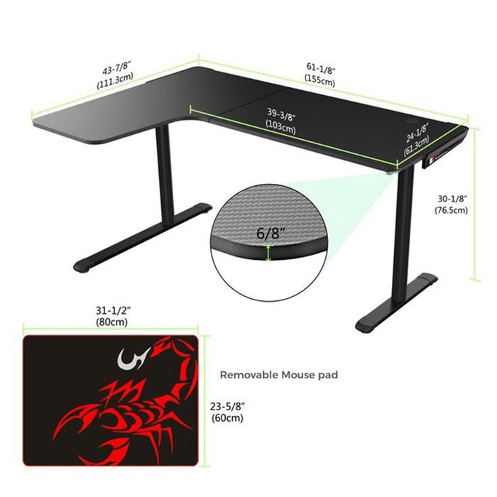 Black L-Shape Desk dimensions