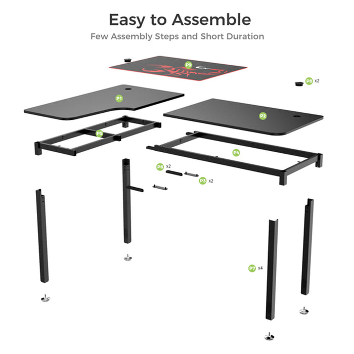 L01 60" L-Shape Desk Assembly details.