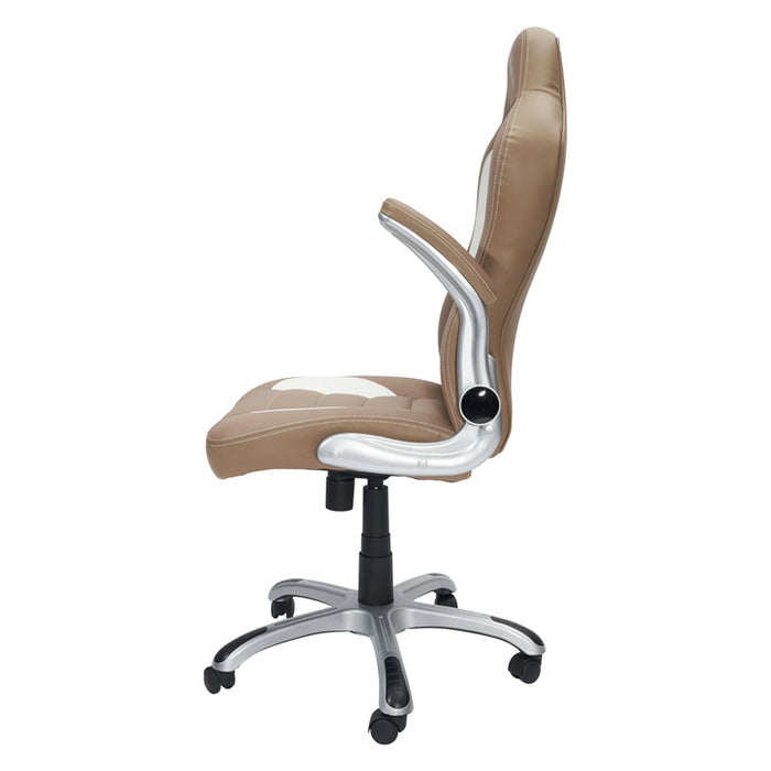 High Back Executive Sport Race Office Chair with Flip-up Arms with the Arms flipped up left side view