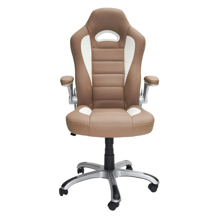 High Back Executive Sport Race Office Chair with Flip-up Arms full front view