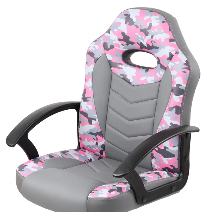 Pink Kids Gaming/Student Racer Chair with Wheels zoomed in details