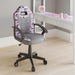 Pink Kids Gaming/Student Racer Chair with Wheels in a realistic kid's room