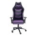 This is the full front view of the TS-61 Ergonomic High Back Racer Style Video Gaming Chair with the Techni Sport logo embedded on the headrest. It has a combination of purple/black colors.