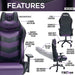 This is the image of the main features of purple TS-61 Ergonomic High Back Racer Style Video Gaming Chair.
