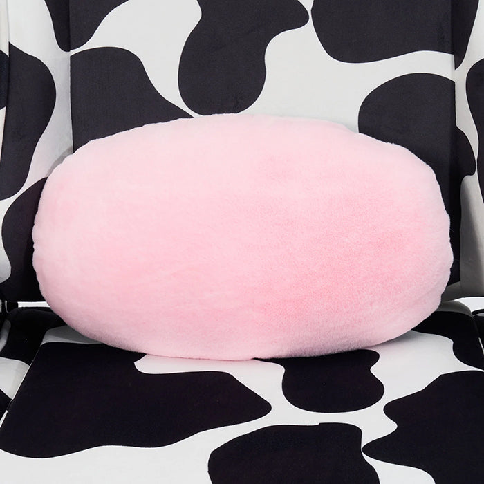 Close-up view TS85 COW Print LUXX Series Gaming Chair pink cow nose for a waist-support