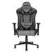 This is the full front view of the grey XL Ergonomic Gaming Chair with the Techni Sport logo embedded on the headrest.