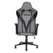 This is the back view of the XL Ergonomic Gaming Chair with grey/black back support while the arm rests and wheels are black. The Techni Sport logo is embedded on the back support at the back in a landscape position in between a V-shape dark grey design across the back support.
