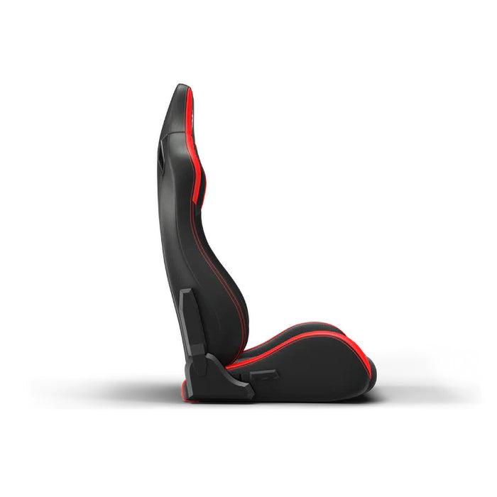 Black with Red Outline Recliner Seat side view.