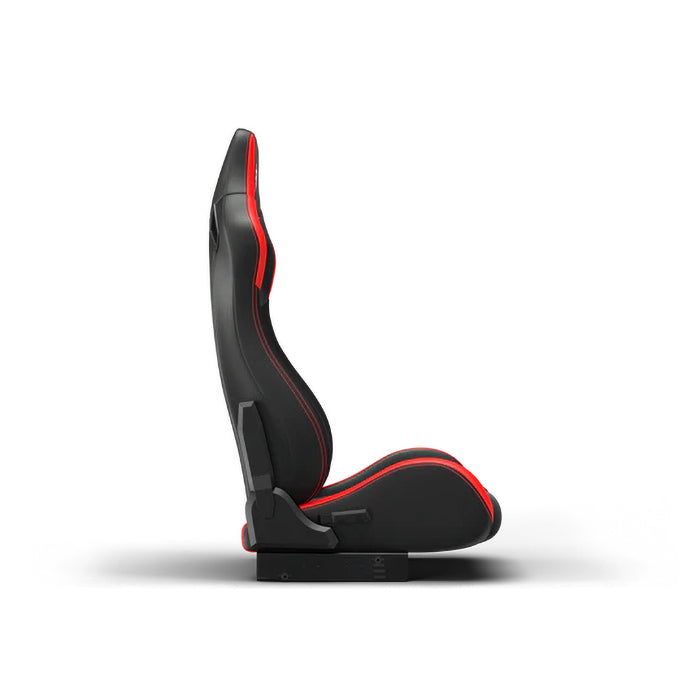Black with Red Outline Recliner Seat with brackets side view.