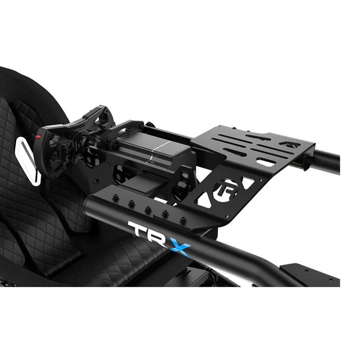 Black Track Racer Alpine Racing TRX F1 model close up on the steering wheel mount.