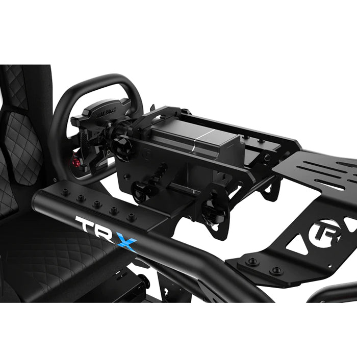 Black Track Racer Alpine Racing TRX GT model close up on the steering wheel mount.