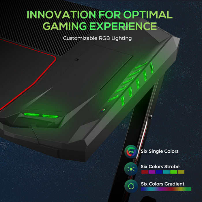 Black Z2 Pro RGB Desk customizable RGB lighting feature.