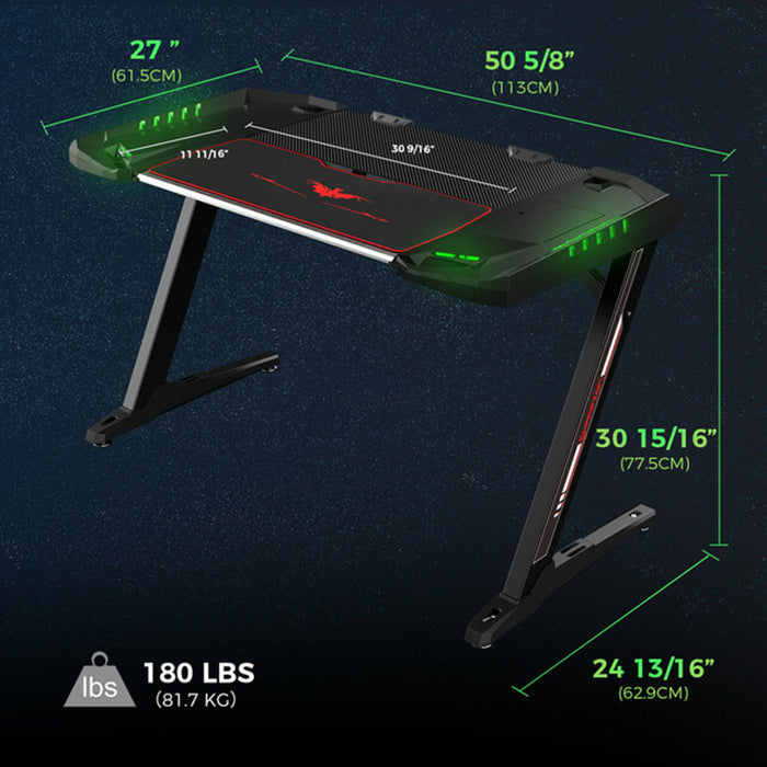 Black Z2 Pro RGB Desk dimensions